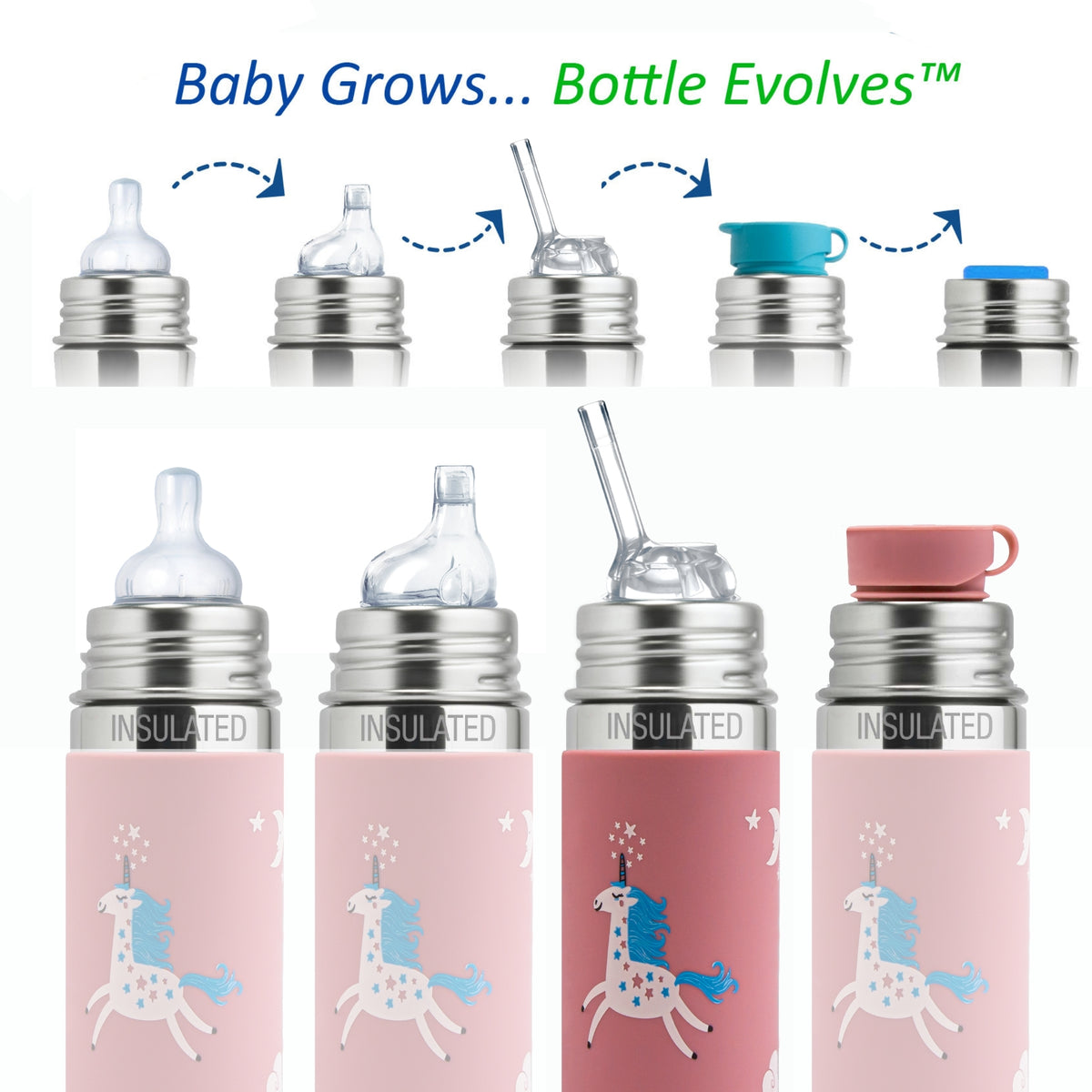 Pura Kiki Isolerad Sugrörsflaska Kiddo 260 ml / unicorn