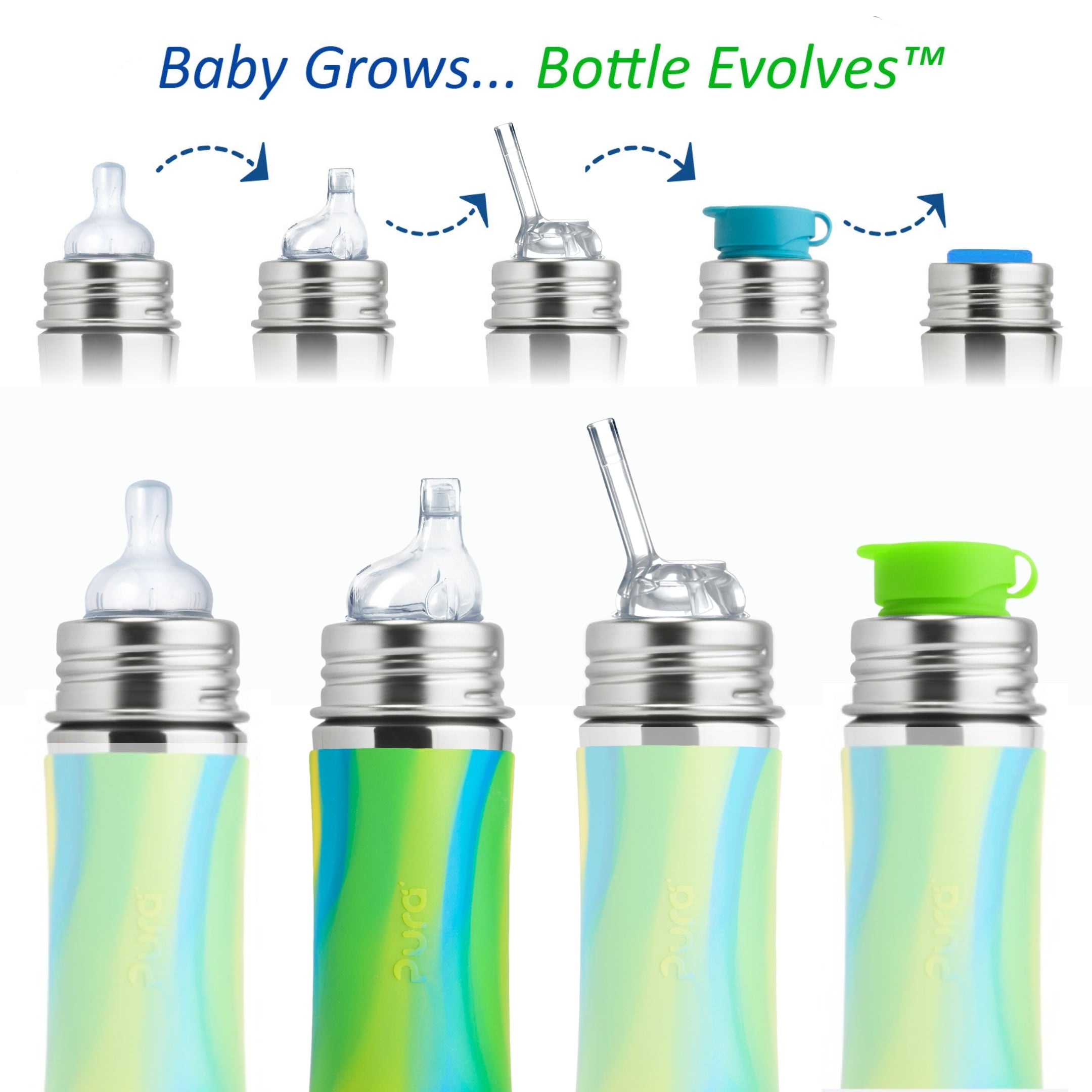 Pura Kiki Tudflaske 325 ml / aqua swirl