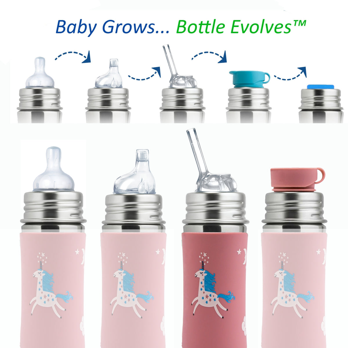 Pura Kiki Sugrörsflaska Kiddo 325 ml / unicorn