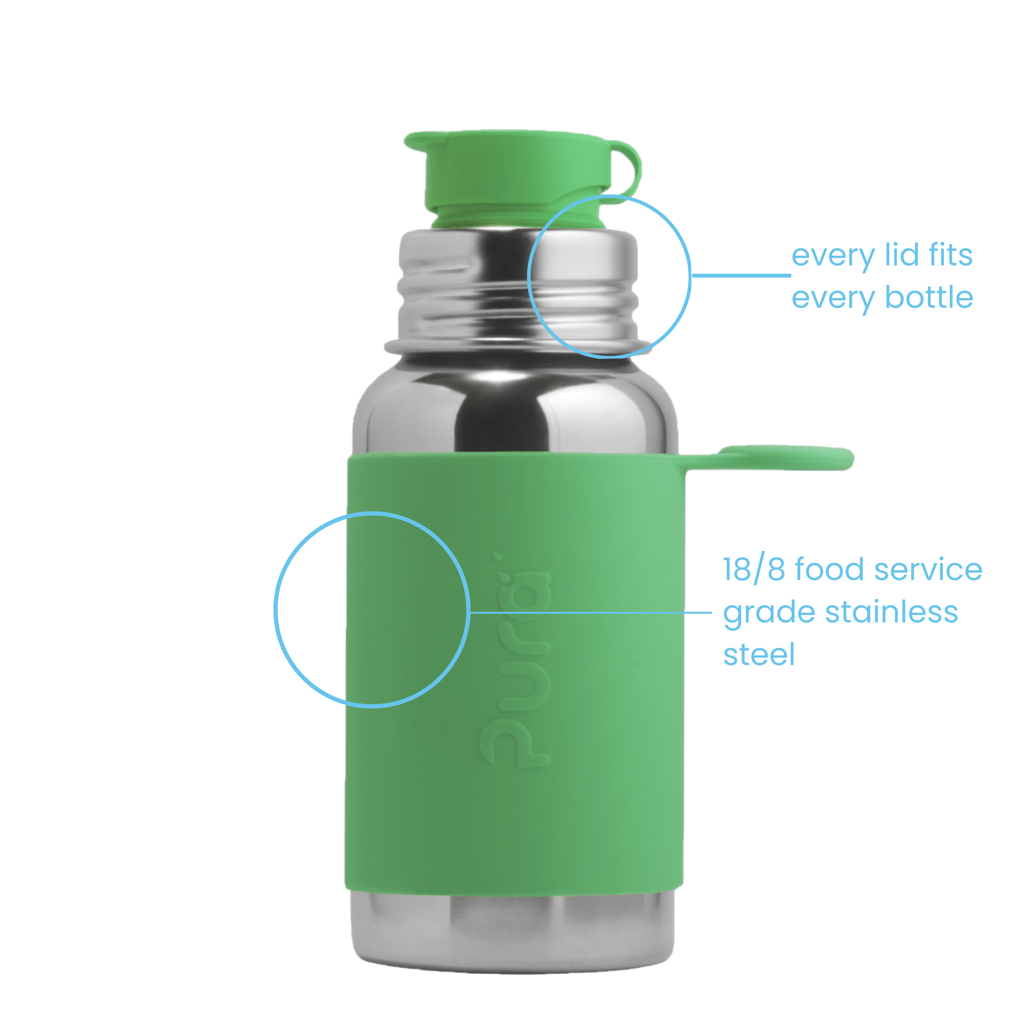 Pura Vandflaske 550 ml / moss