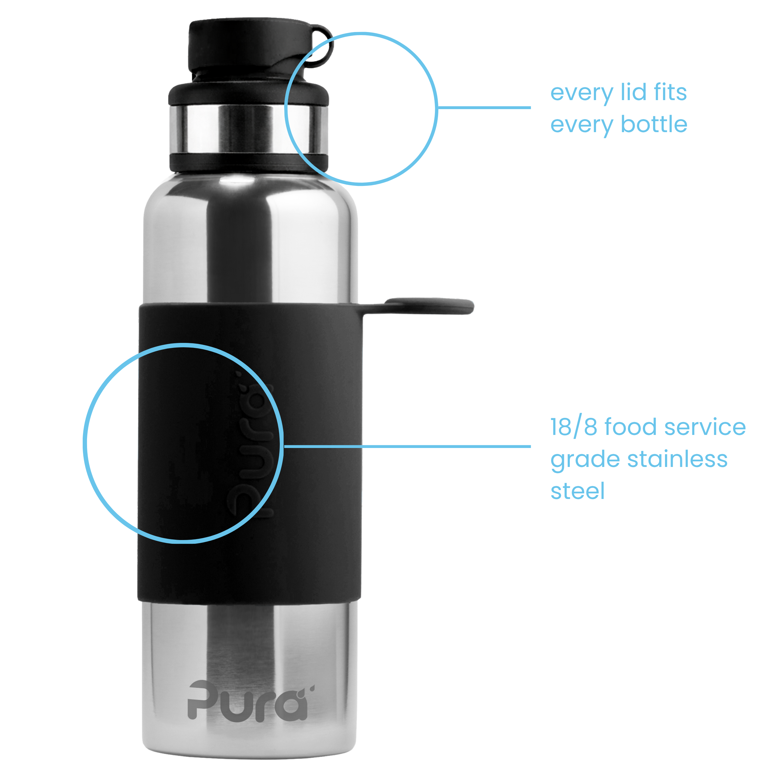 Pura Vattenflaska 850 ml / black