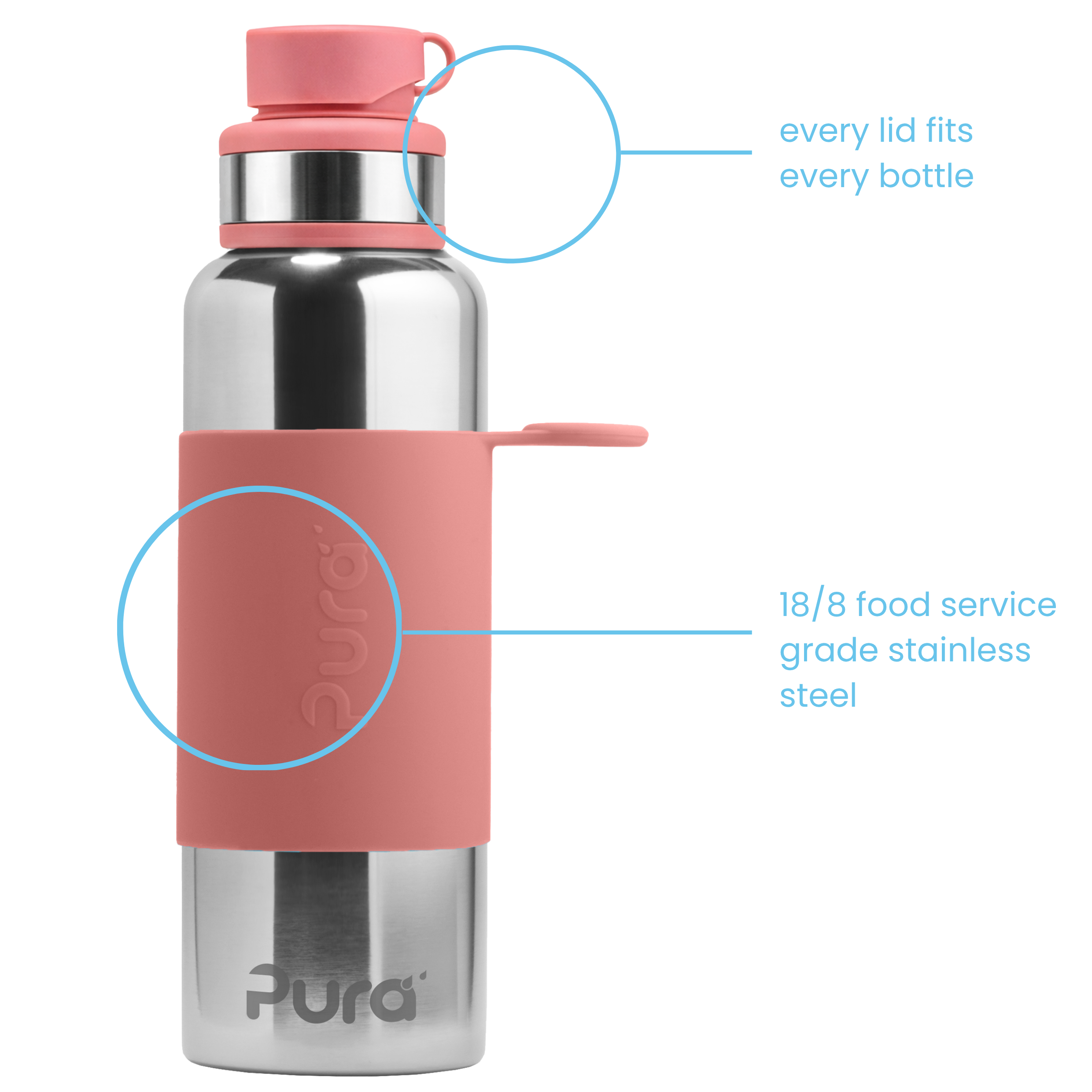 Pura Vattenflaska 850 ml / rose