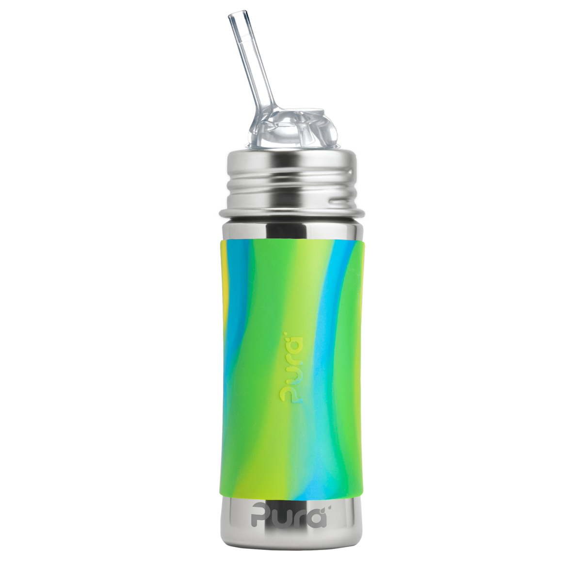 Pura Kiki Sugrörsflaska Kiddo 325 ml / aqua swirl